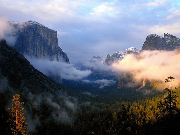 El Capitan, California, mountains, Yosemite National Park, trees