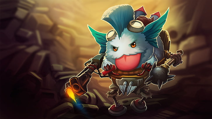 character animal holding rifle wallpaper, League of Legends, Poro