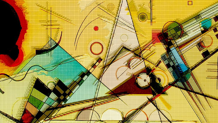 circle, classic art, abstract, geometry, triangle, Wassily Kandinsky, HD wallpaper