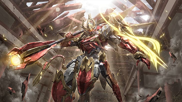 anime, Honor of Kings, Gundam, mecha fight, HD wallpaper
