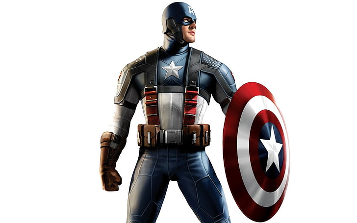 Marvel Captain America illustration, Marvel Comics, white background, HD wallpaper