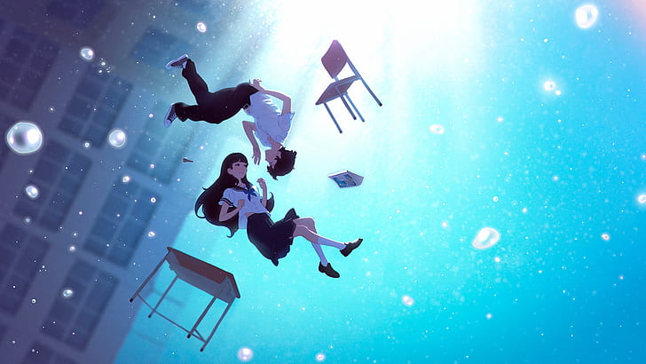 falling, anime, HD wallpaper