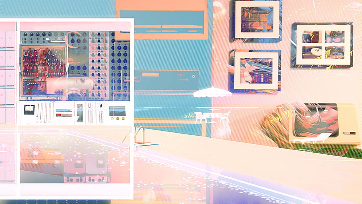 vaporwave, tech, abstract, architecture, built structure, no people