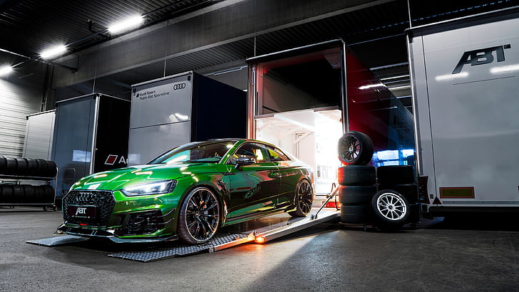 green Audi car, Audi RS 5-R Coupe, ABT Sportsline, 2018, 4K, HD wallpaper