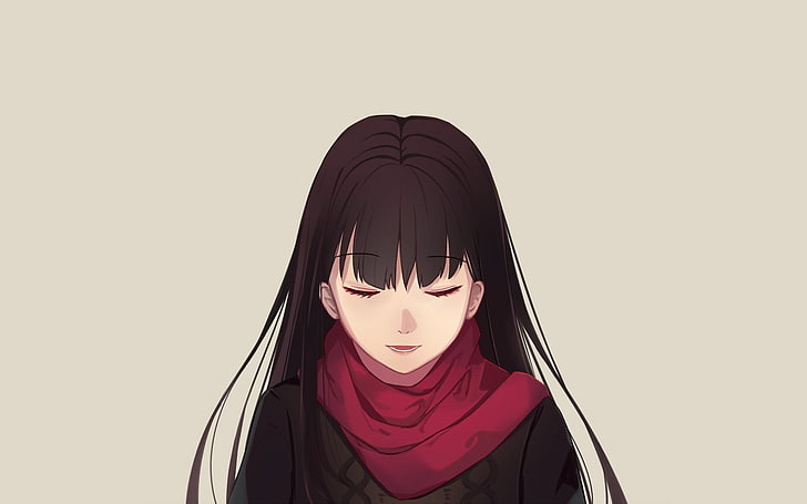 woman's black haired illustration, anime, original characters