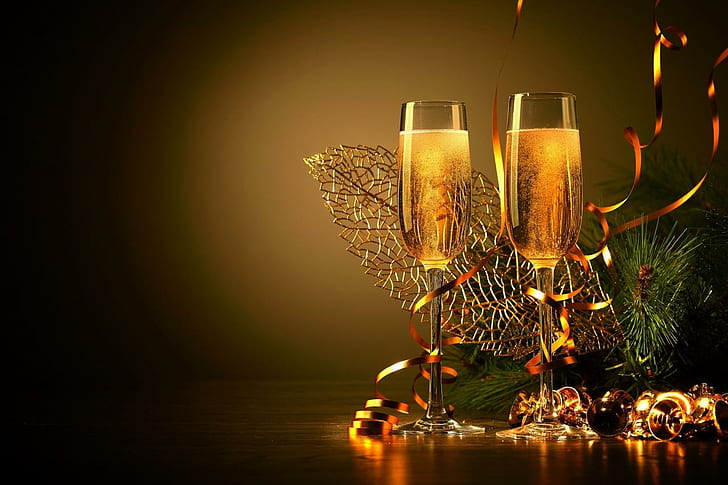 New Year , Christmas, Champagne Stemware Ribbon