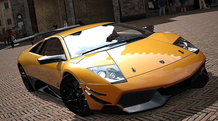 Lambo 670-4 SV, yellow Lamborghini Murcielago coupe, Games, Gran Turismo, HD wallpaper