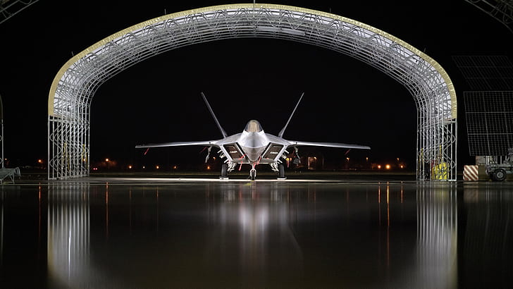 hangar, Parking, F-22, Raptor, unobtrusive, Lockheed/Boeing, HD wallpaper
