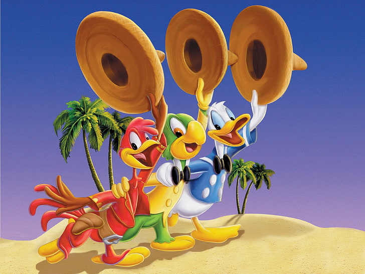 three Disney characters wallpaper, the three caballeros, donald, HD wallpaper