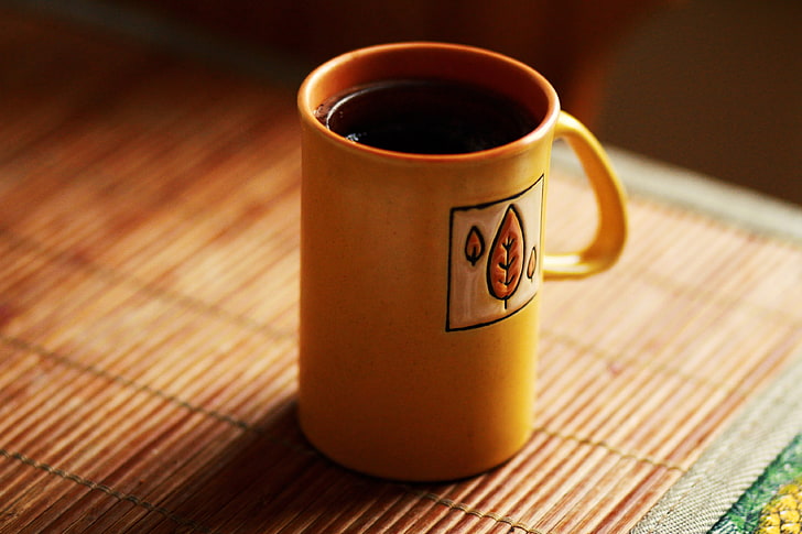 coffee, tea, yellow, morning, cup, drink, mug, food and drink
