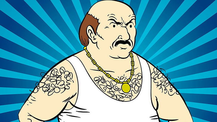 man in white tank top with gold-colored necklace illustration, HD wallpaper