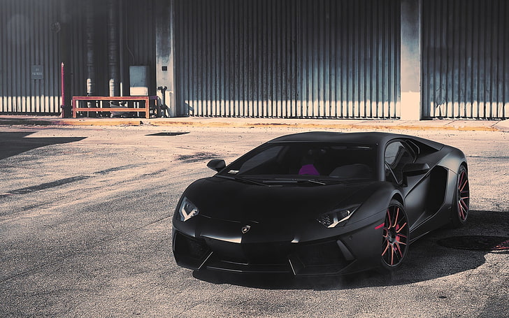 black sports car, Lamborghini, city, mode of transportation, motor vehicle