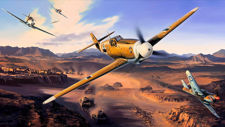 monoplane illustration, Messerschmitt, Messerschmitt Bf-109, World War II, HD wallpaper