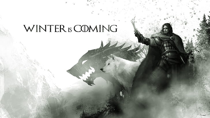 Game of Thrones Song of Ice and Fire Stark Jon Snow Wolf Direwolf HD, HD wallpaper