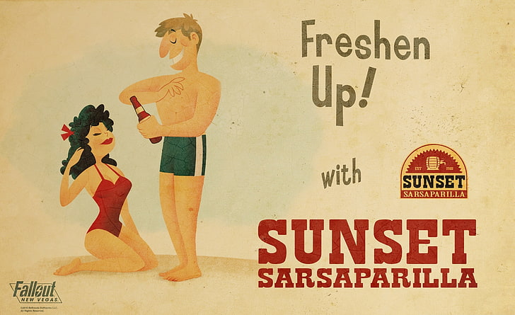 Sunset Sarsaparilla - Fallout New Vegas, Sunset Sarsaparilla poster, HD wallpaper