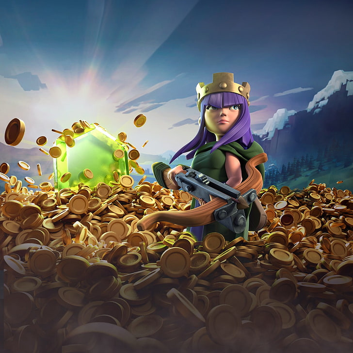 clash of clans theme background images, childhood, one person, HD wallpaper
