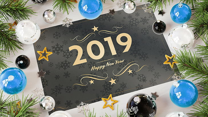 2019, new year, happy new year, decoration, HD wallpaper