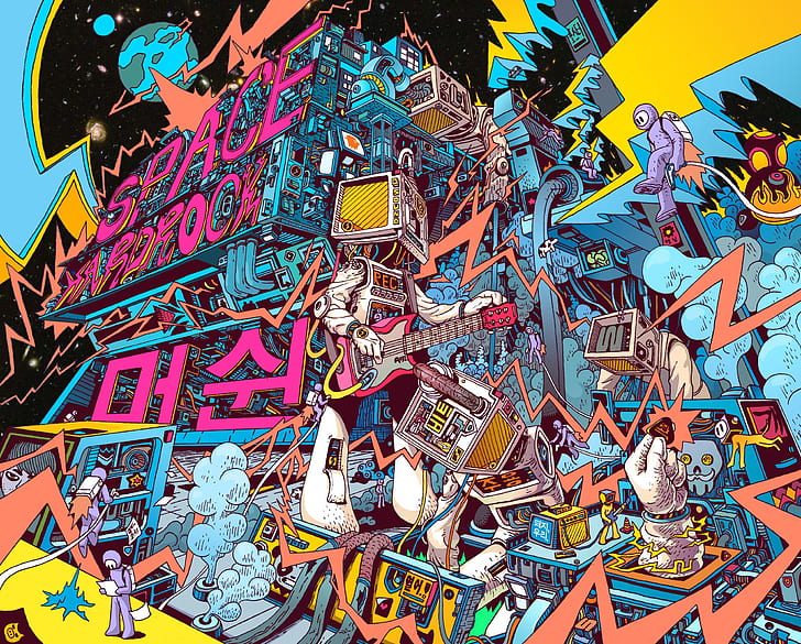 Artistic, Psychedelic, Robot, HD wallpaper