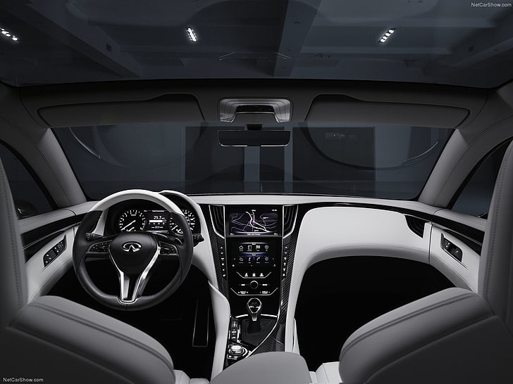 black and gray Infiniti vehicle interior, 2015 Infiniti Q60 Coupe, HD wallpaper