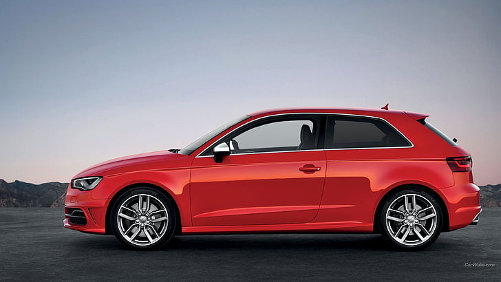 red 3-door hatchback, Audi S3, red cars, vehicle, mode of transportation