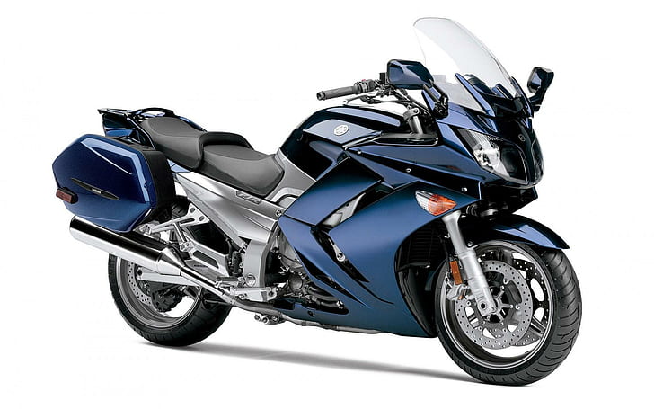 Yamaha FJR1300, blue and grey touring motorcycle, motorcycles, HD wallpaper