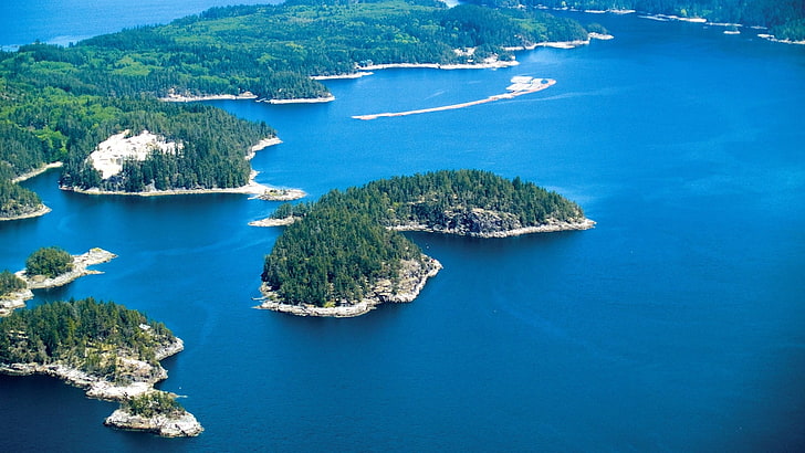 green island, nature, landscape, forest, British Columbia, sea, HD wallpaper