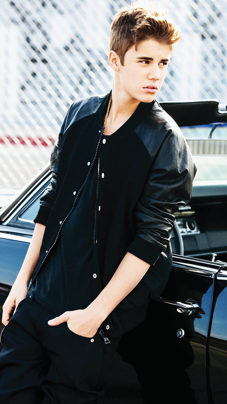 Justin Bieber In Black Jacket, Justin Bieber, Music, mode of transportation, HD wallpaper