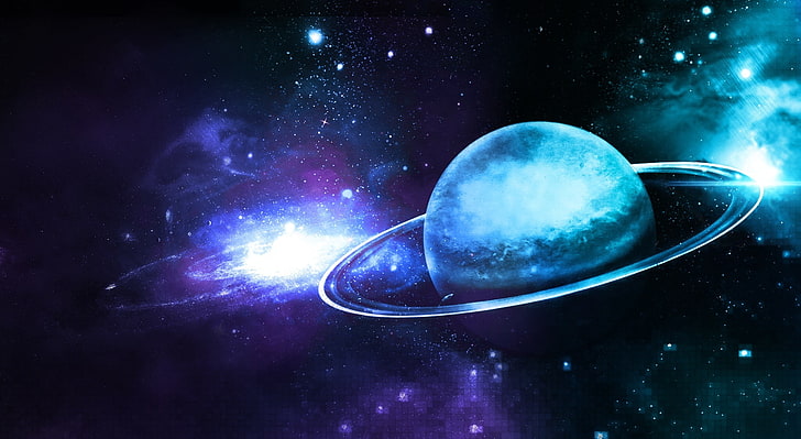 Uranus, Saturn, Space, star - space, night, astronomy, galaxy, HD wallpaper