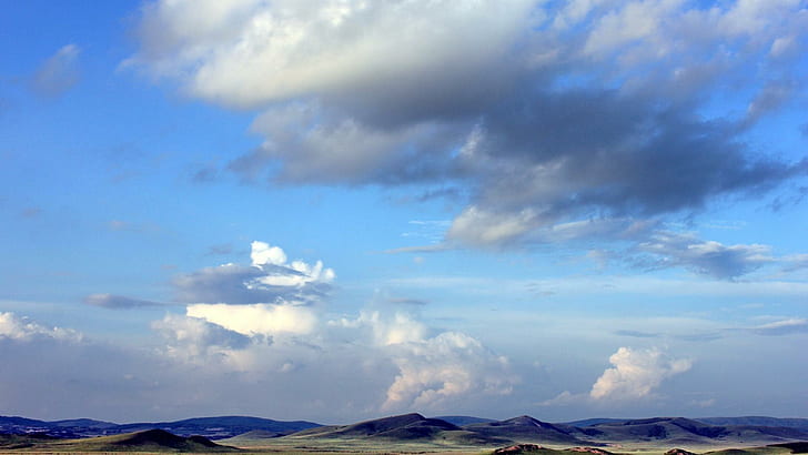 Mongolia Is The Big Sky Country, plains, grass, clouds, nature and landscapes, HD wallpaper