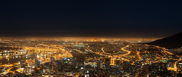 street light, city, Signal Hill, Cape Town, night, cityscape, HD wallpaper