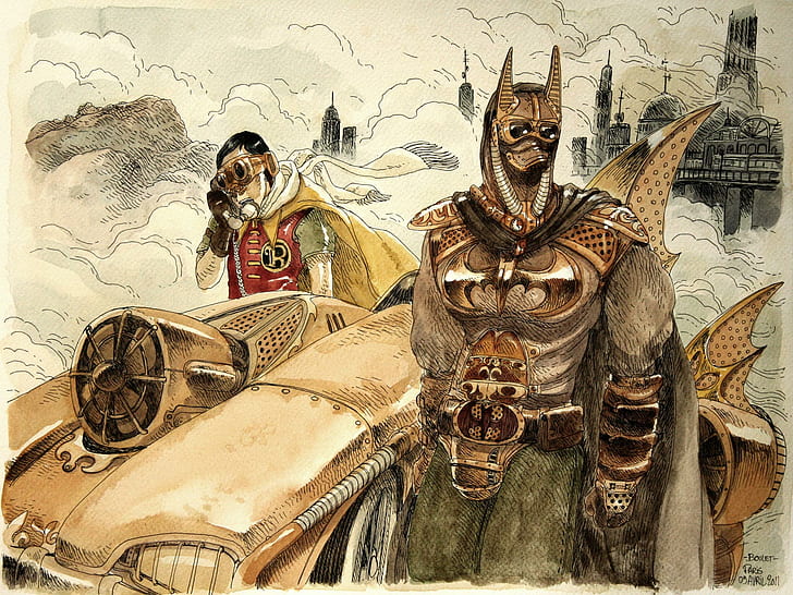 HD wallpaper: Batman Robin Steampunk Drawing HD, digital/artwork |  Wallpaper Flare