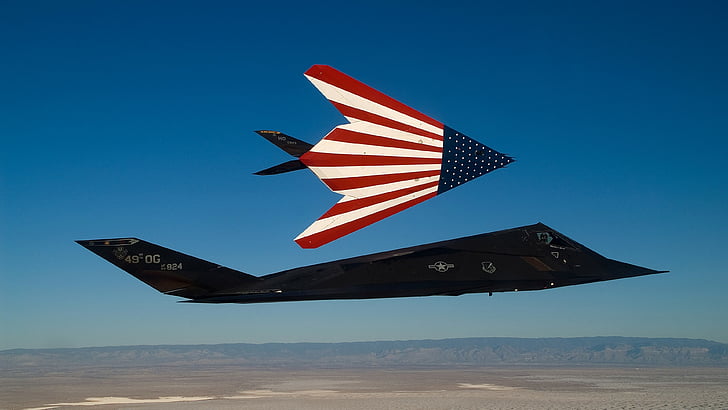 U.S.A flag aircraft, F-117 Nighthawk, Lockheed, US Air Force, HD wallpaper