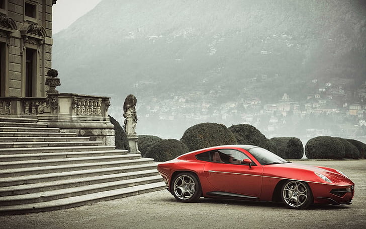 2013 Alfa Romeo Disco Volante by Touring, red luxury car, cars, HD wallpaper