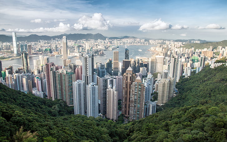 Hong Kong, city, cityscape, harbors, hongkong, landmarks, photography, HD wallpaper