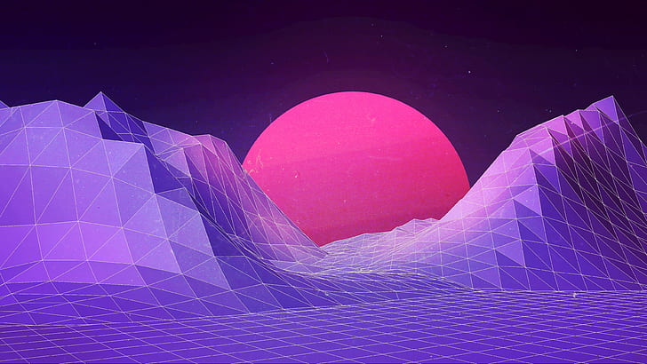 purple, abstract, low poly, pink, HD wallpaper
