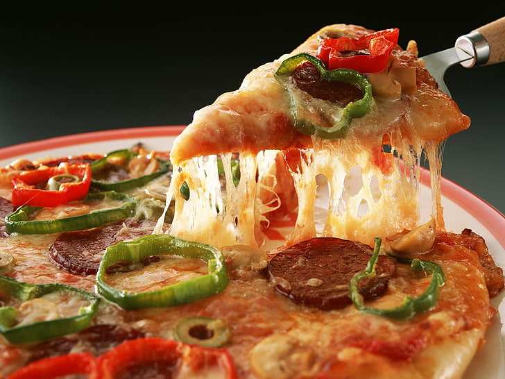pepperoni pizza, food, food and drink, vegetable, freshness, ready-to-eat