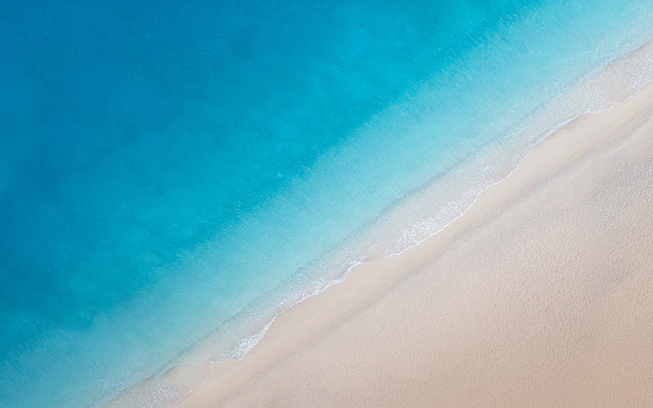ocean, blue, beach, top view, huawei mediapad m5, Landscape HD wallpaper