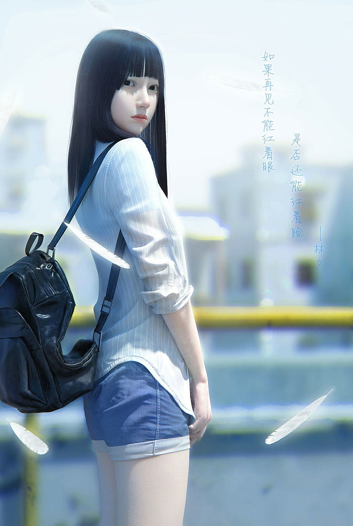 HD wallpaper: 3d, anime, Anime Girls, Backpacks, digital art, render |  Wallpaper Flare