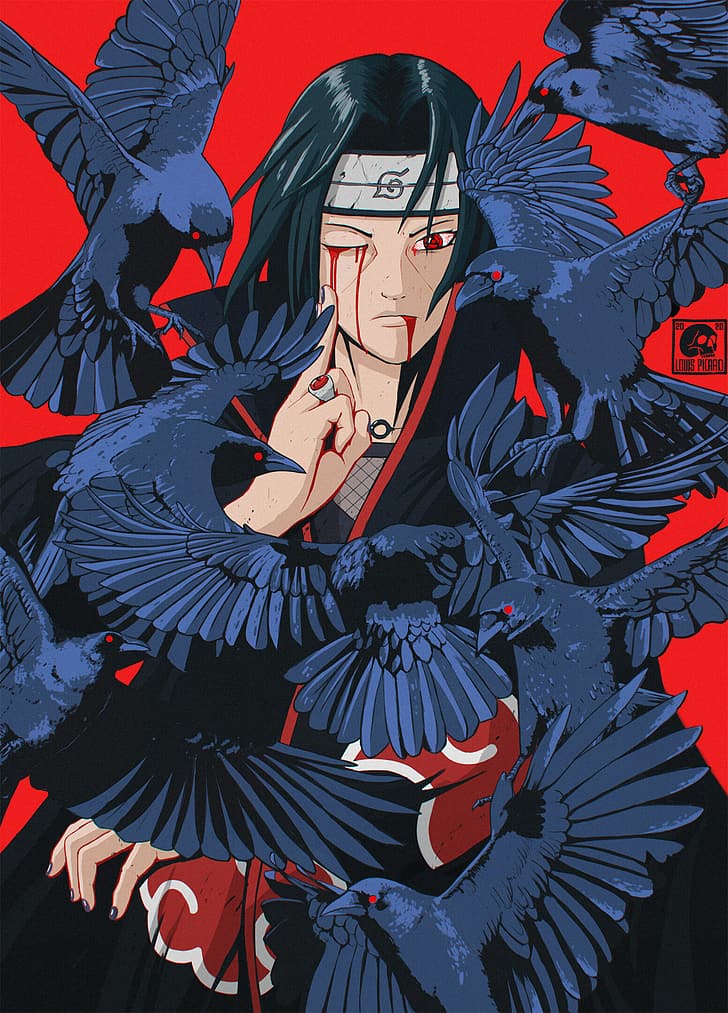 artwork, digital art, Naruto (anime), Naruto Shippuuden, Uchiha Itachi, HD wallpaper