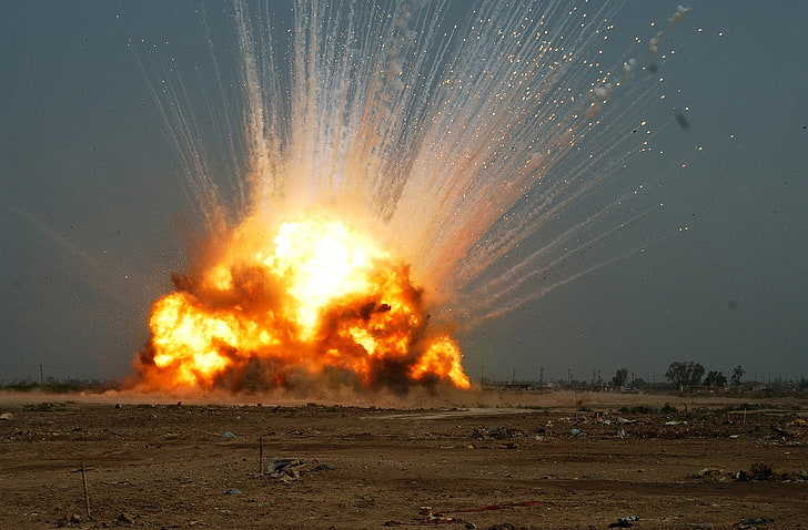 explosion, burning, fire, fire - natural phenomenon, exploding, HD wallpaper
