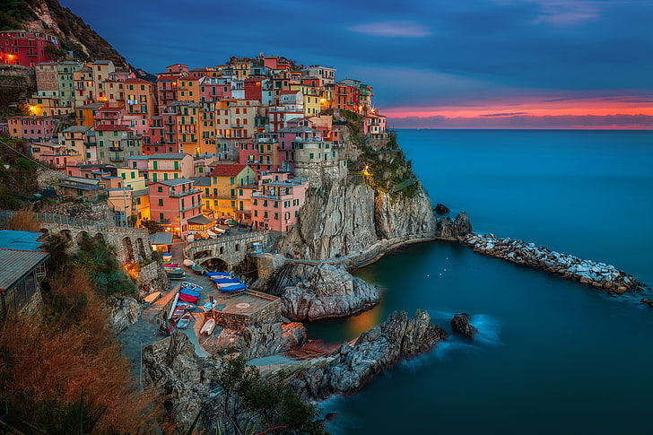 city, Manarola, landscape, Italy, Cinque Terre, HD wallpaper