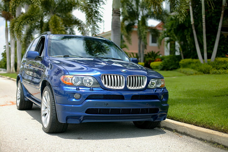 BMW X5 E53, blue bmw x5, E53 X5, BMW X5 E53 4.8is, Car Hd, Download, HD wallpaper
