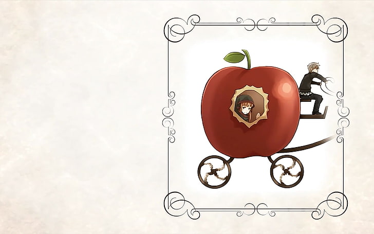 red apple carriage illustration, Spice and Wolf, Holo, Lawrence Kraft, HD wallpaper