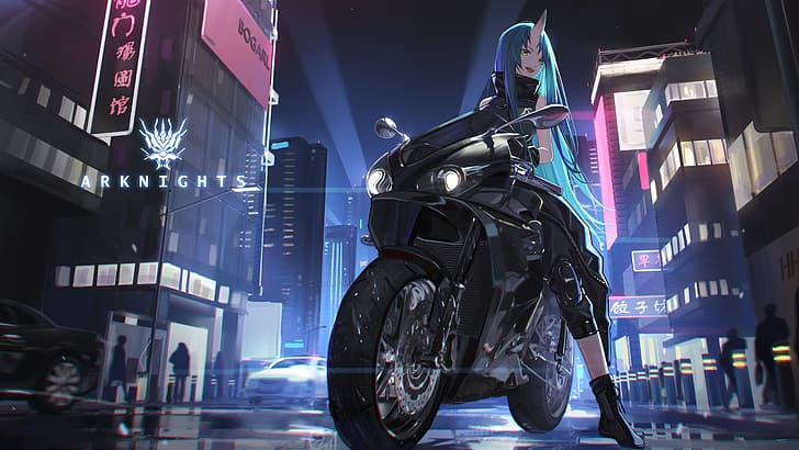anime, anime girls, Arknights, Hoshiguma (Arknights), motorcycle