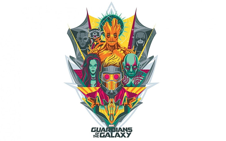 Guardians of the galaxy, Logo, Marvel, Star-lord, Gamora, Drax the destroyer