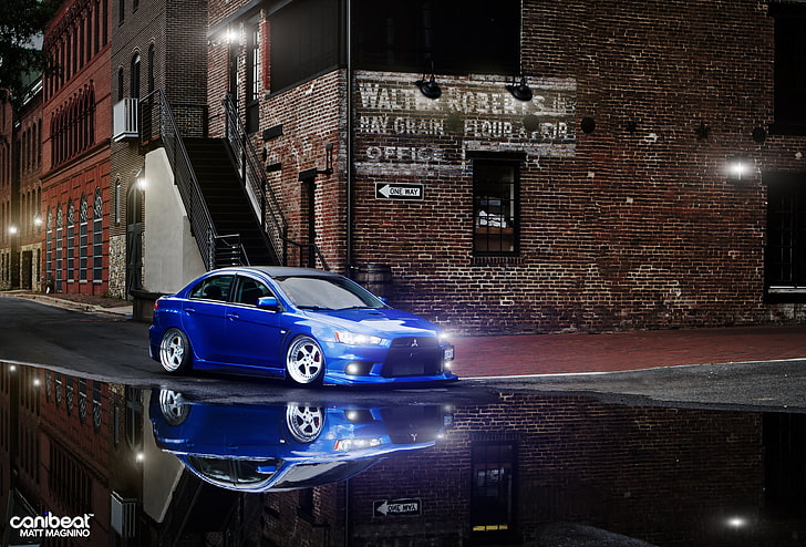 Hd Wallpaper: Blue Mitsubishi Lancer Sedan, Evolution, Evo X, Еvo 10, Car |  Wallpaper Flare
