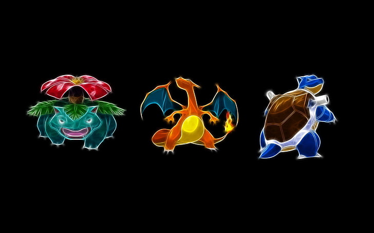 three Pokemon clip arts, Pokémon, Blastoise (Pokémon), Charizard (Pokémon), HD wallpaper