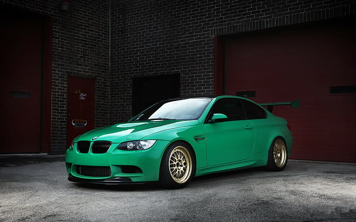 car, BMW, BMW E92 M3, green cars, HD wallpaper
