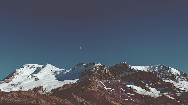 brown mountain range, snow, nature, landscape, Rocky Mountains, HD wallpaper