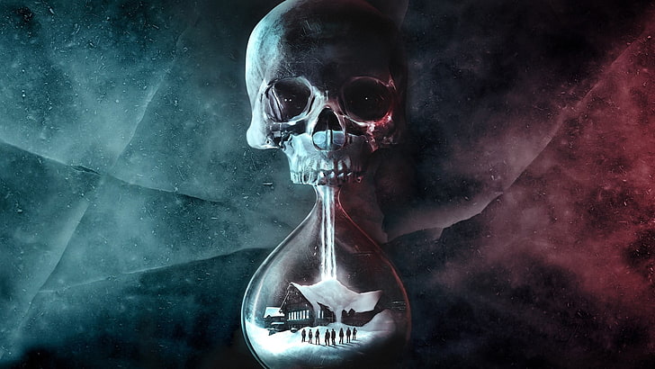 skull-themed hour glass, Until Dawn, human skeleton, human body part